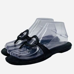 Fratelli Rossetti Thong Sandals EU 35 US 5 Black Leather Flat Flip Flops Italian